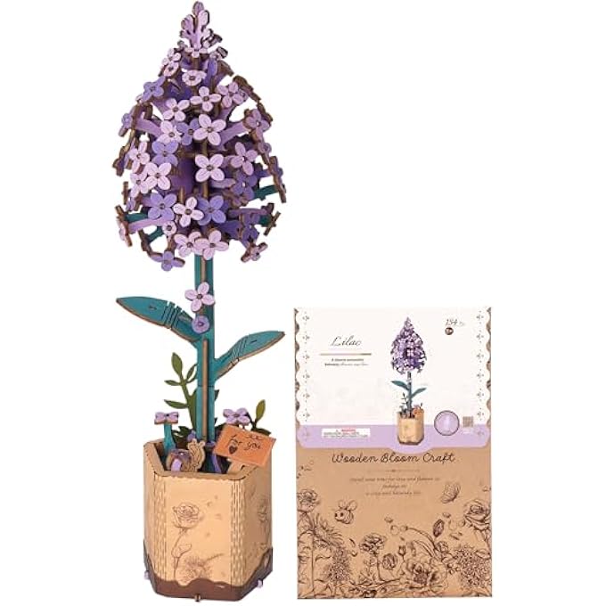 3D PUZZLE FLOWERS WOODEN MODEL KITS FOR ADULTS TO BUILD, ARTIFICIAL FLOWERS FOR DECORATION, HOME DECOR ACCESSORIES LIVING ROOM, GIFTS FOR WOMEN ON VALENTINE'S DAY, FLOWER BOUQUET TW021 - Image 1